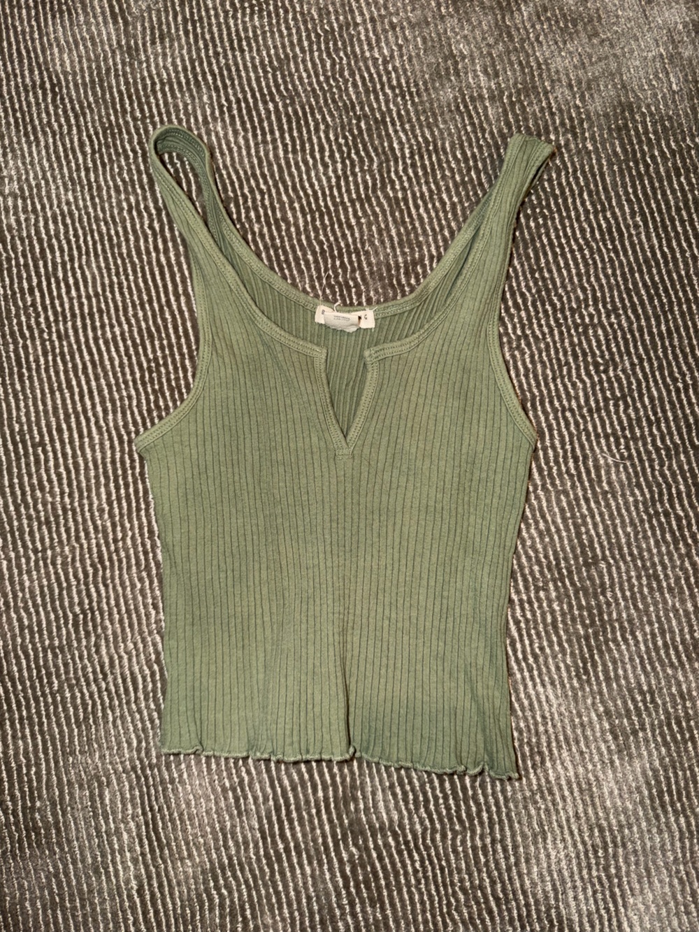 Billabong Olive Ribbed V-Notch Tank Top